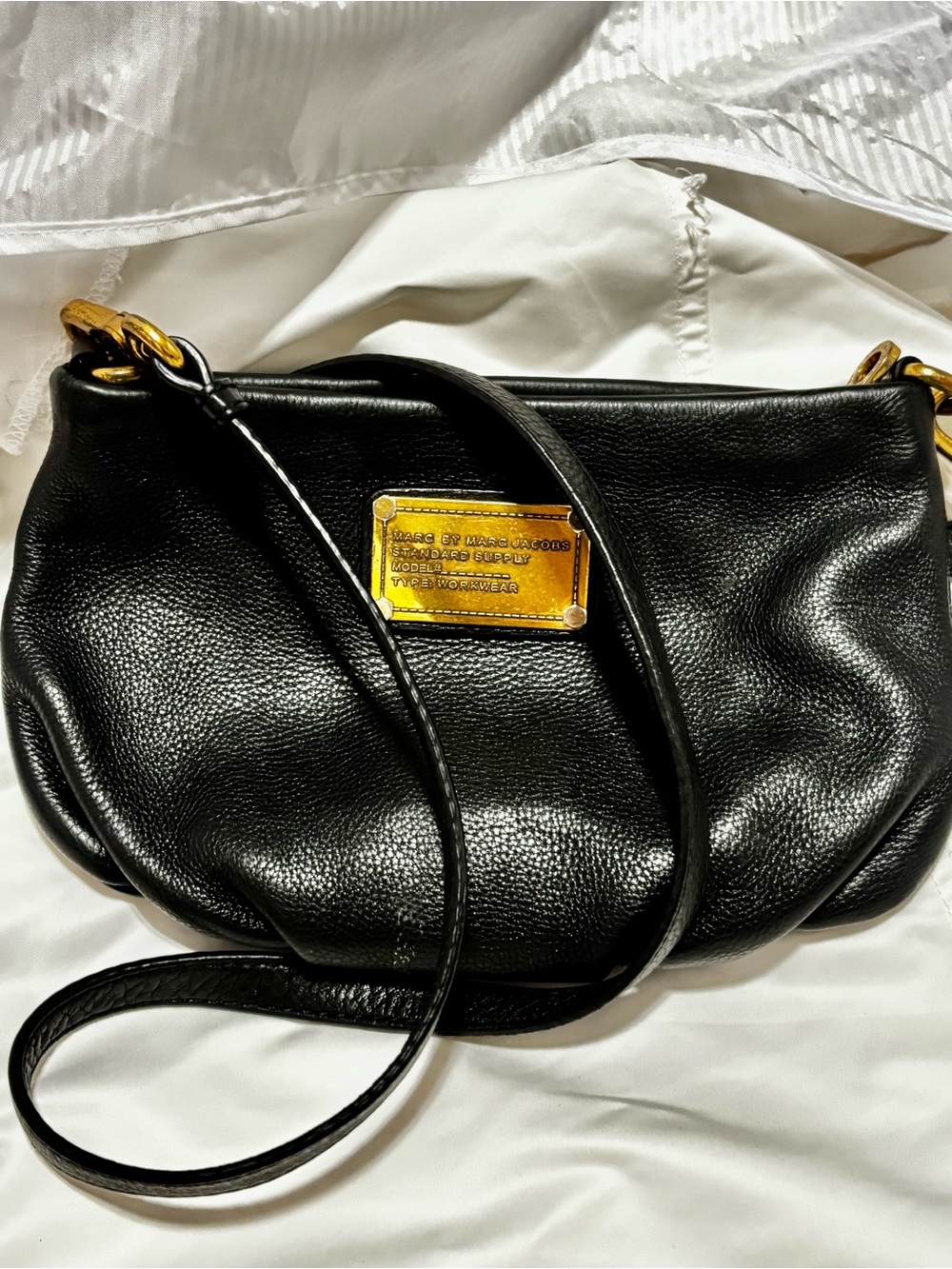 Marc by Marc Jacobs Black Pebbled Leather Crossbody with Gold Plate